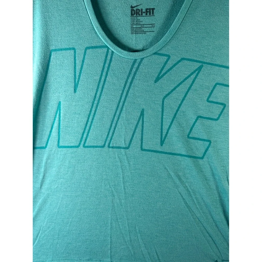 Nike Dri-FIT Womens Loose Fit Teal Heather Graphic T-Shirt‎ Scoop Neck Medium